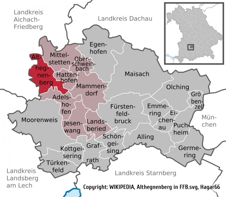 Grossansicht in neuem Fenster: Übersichtsplan - Lage der Gemeinde Althegnenberg